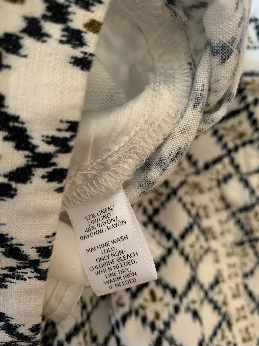 NWT linen blend Cottagecore Diamond-Print Mini Skirt in Navy and Cream size 8 - Picture 12 of 12